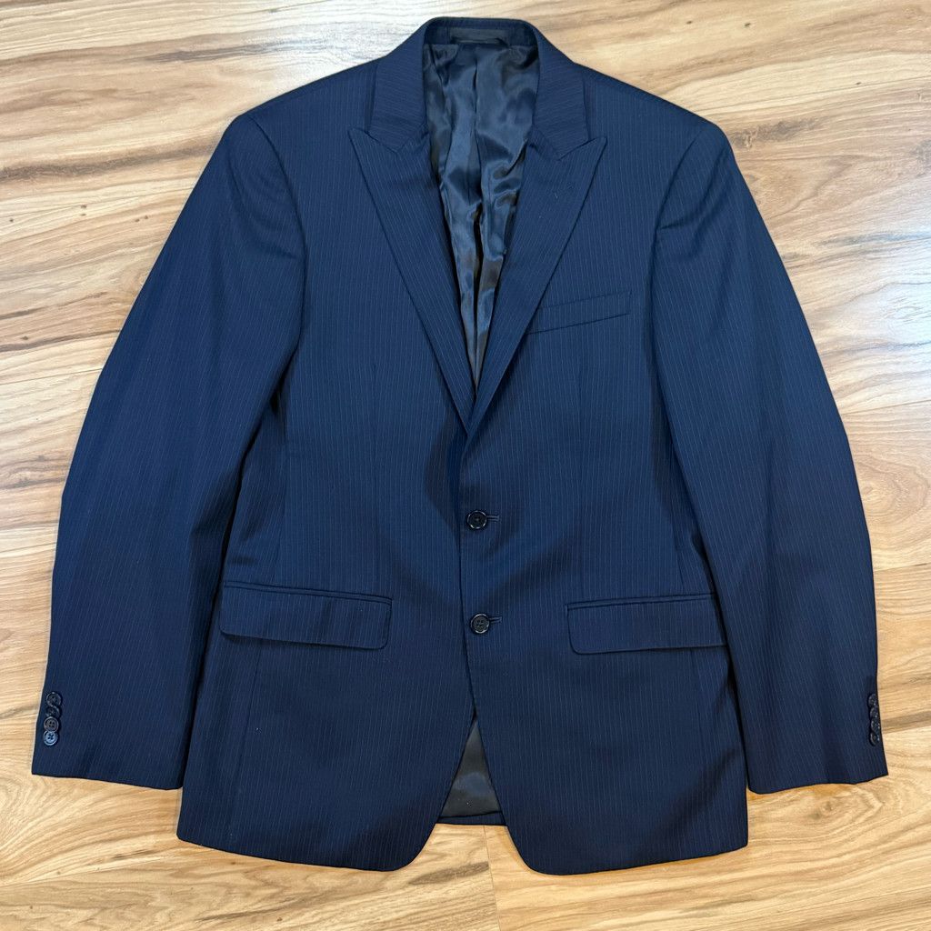Z Brand Bruno Piattelli Men’s 38R Navy Pinstripe Wool Blazer Size 38R - 1 Thumbnail