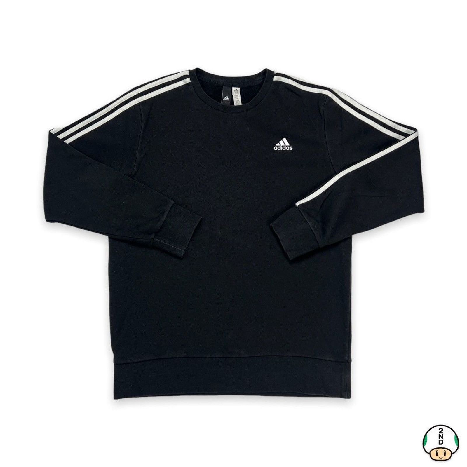 Adidas × Vintage Adidas Essentials Sweatshirt Large Stripe Spell Out Pullover Size US L / EU 52-54 / 3 - 1 Thumbnail