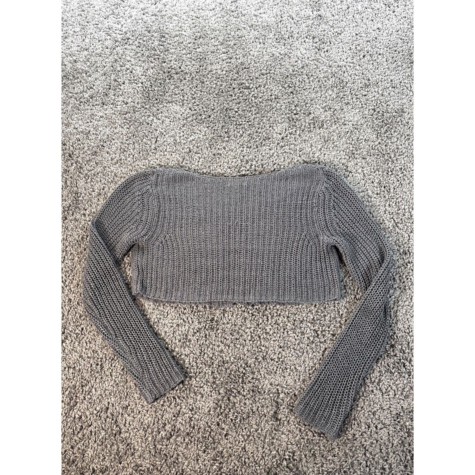 Vintage La Hearts Cardigan Sweater Womens XL Gray Open-Knit Crochet Boat Neck Drape Y2K Long Sleeve Cable Knit Vintage? Size XL / US 12-14 / IT 48-50 - 5 Thumbnail