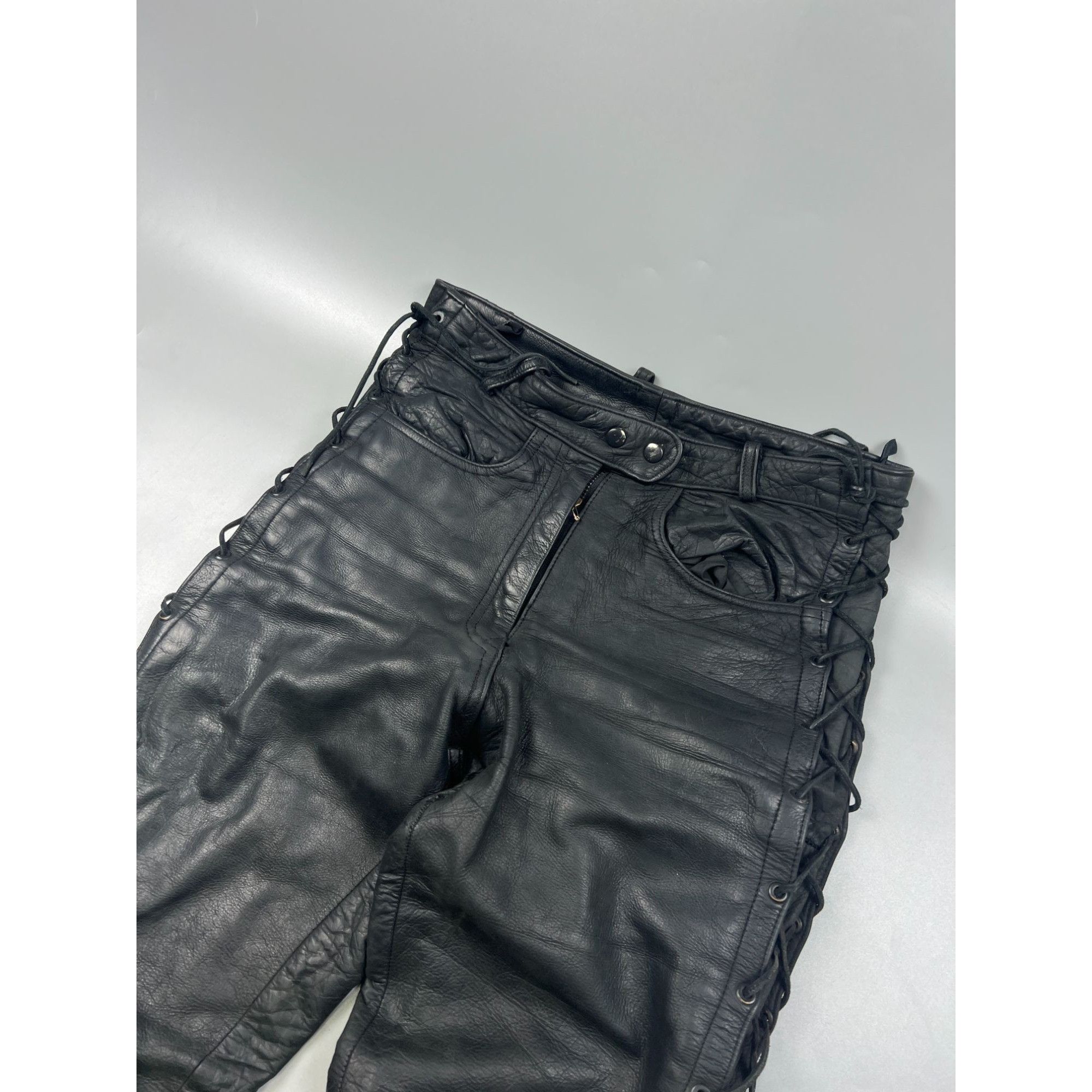 Vintage Vintage Leather Biker Pants (Y0747) Size US 32 / EU 48 - 3 Thumbnail