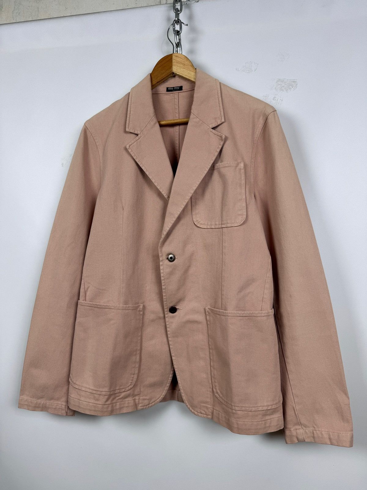 Miu Miu 00s Vintage Miu Miu by Prada Denim T.C. Pink Blazer Jacket Size US M / EU 48-50 / 2 - 3 Thumbnail