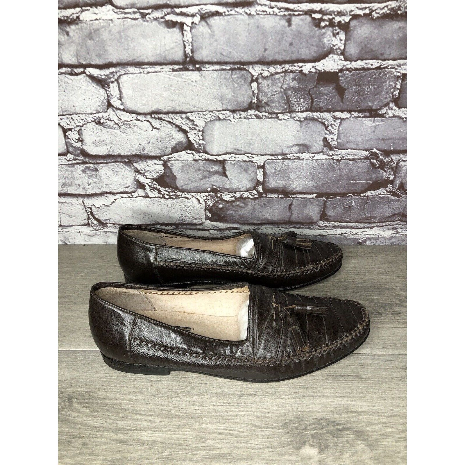 Other Andre Verger Brown Leather Tassel Loafers Handsewn Shoes Men Size US 8 / EU 41 - 3 Thumbnail