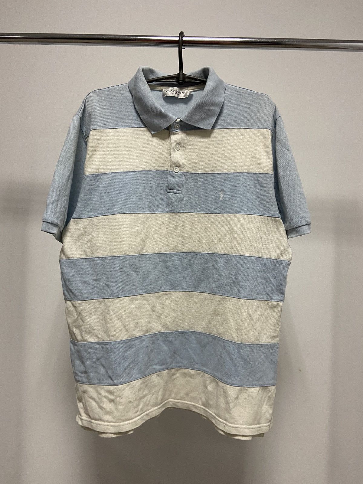 Vintage × Yves Saint Laurent Yves Saint Laurent T Shirt striped Small YSL Logo Y2K Size US L / EU 52-54 / 3 - 1 Thumbnail