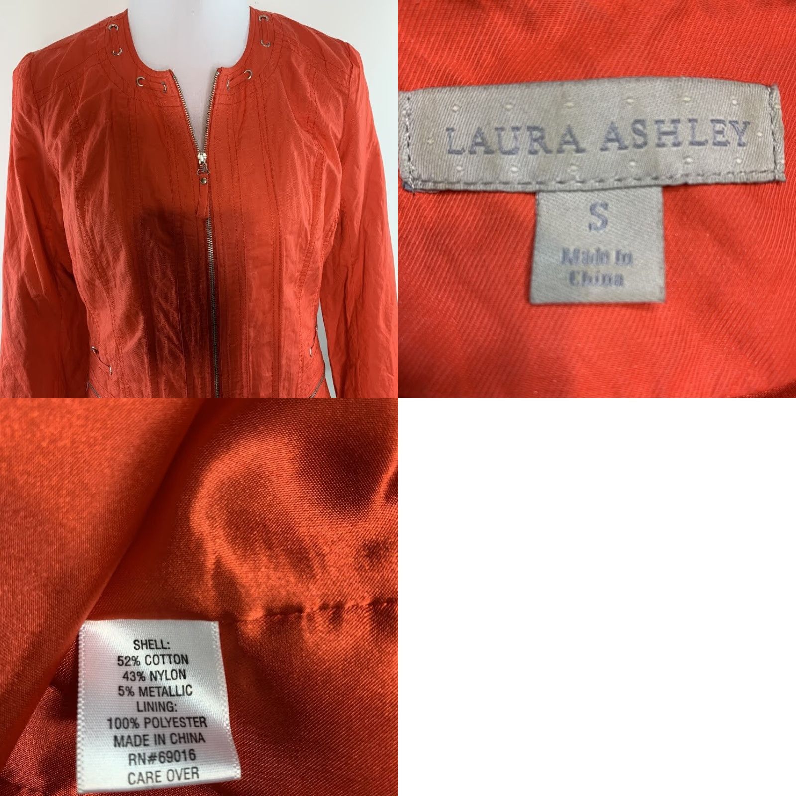 Laura Ashley LAURA ASHLEY Jacket Womens Casual Full Zip Front Zip Pockets Lined Size S Red/Orange Size S / US 4 / IT 40 - 8 Thumbnail