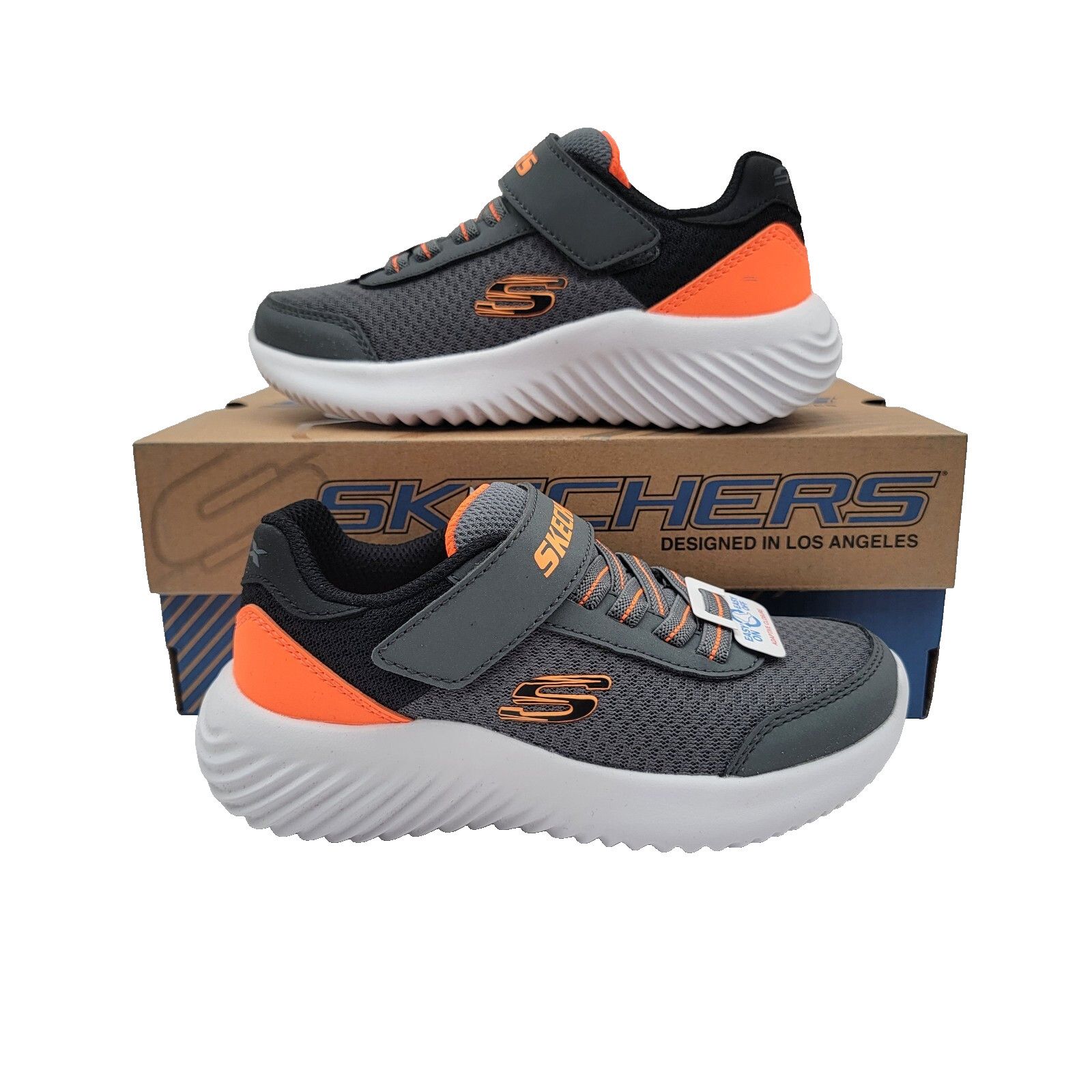 SKECHERS SKECHERS Bounder Kids Sz 13 Charcoal/Orange 403908L/CCOR NIB Size US 11 / IT 41 - 1 Thumbnail