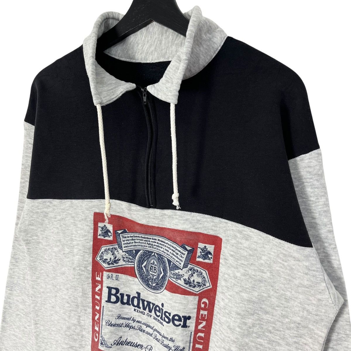 Budweiser × Vintage Vintage 90s Budweiser Half Zipper Anorak Sweatshirt Size US M / EU 48-50 / 2 - 2 Thumbnail