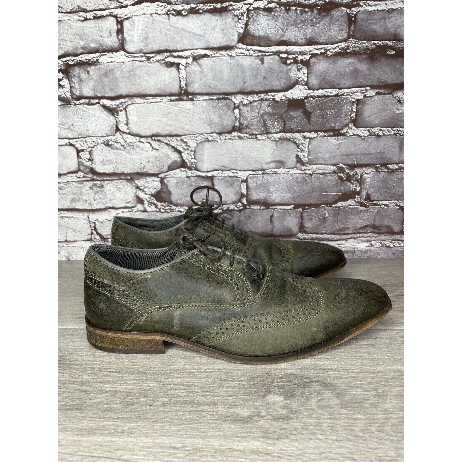 Steve Madden Steve Madden Iggy Green Leather Handcrafted Wingtip Oxfords Size US 10 / EU 43 - 2 Thumbnail
