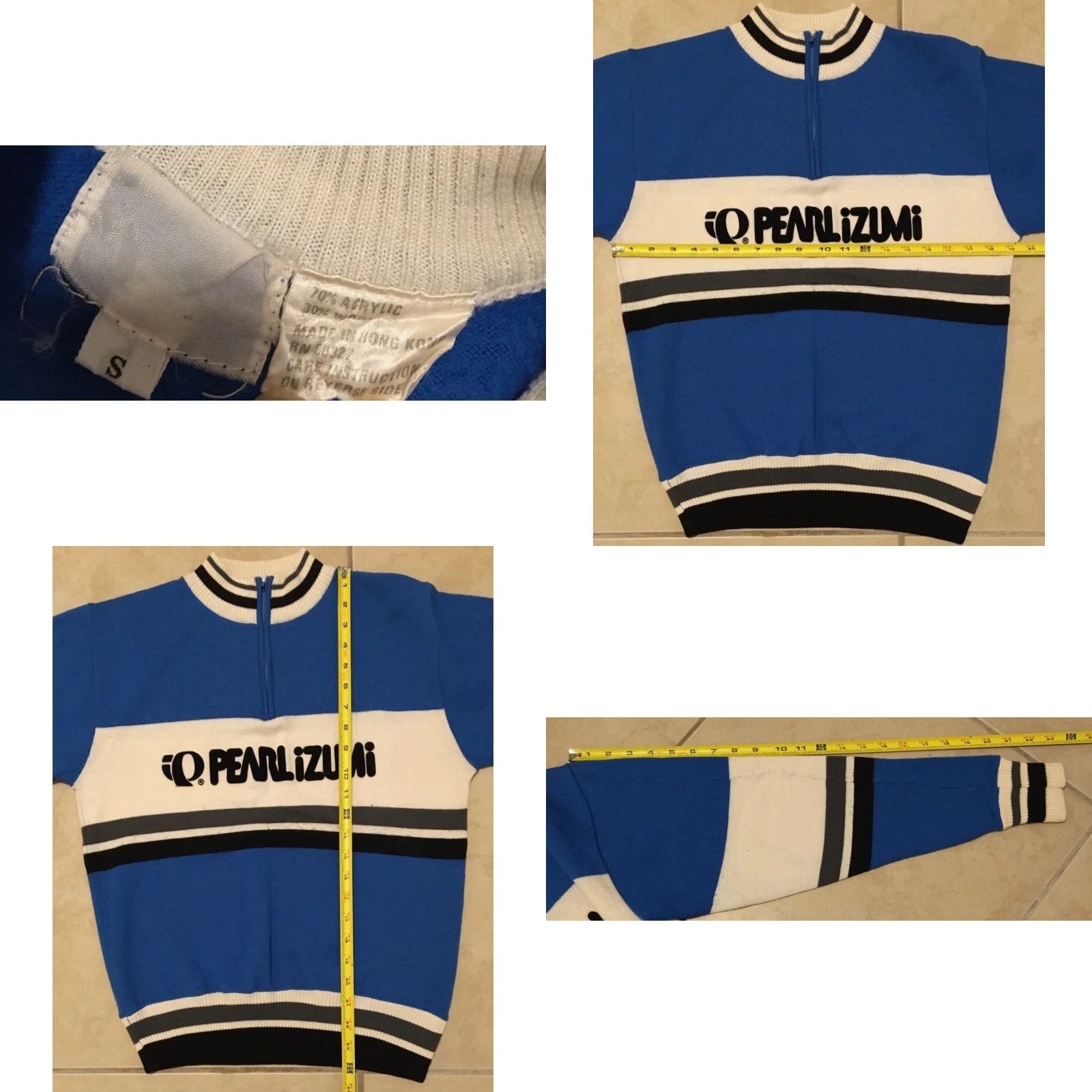 PEARL iZUMi VINTAGE Pearl Izumi Striped 1/4 Zip Sweater XS Cycling Men Size XS White/Blue 80s 90s Surf Bike Racing Gift Size US XS / EU 42 / 0 - 9 Thumbnail