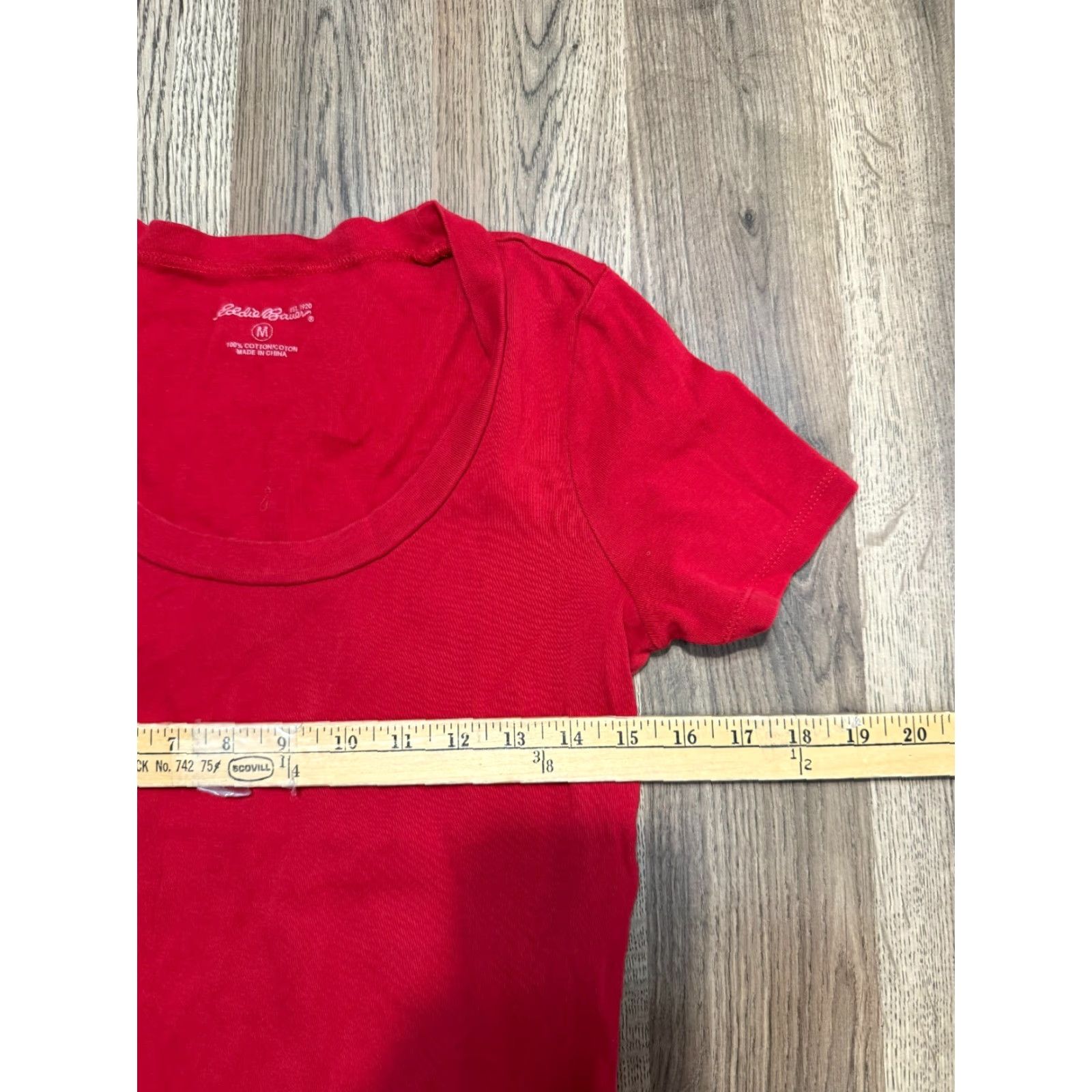 Eddie Bauer Eddie Bauer Shirt Womens Medium Red Scoop Neck Short Sleeve T-Shirt Casual Cotton Modern Basic Size M / US 6-8 / IT 42-44 - 3 Thumbnail
