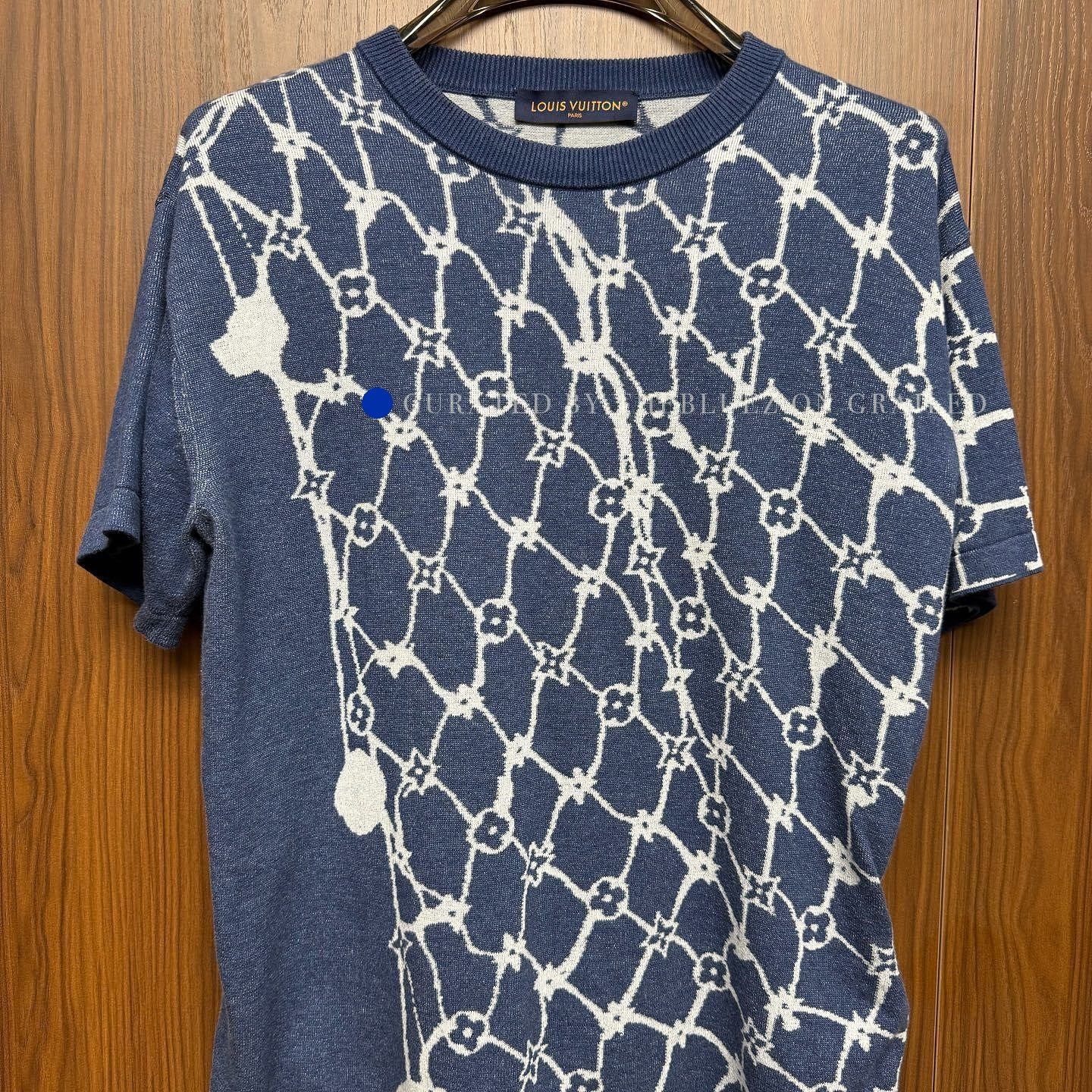 Louis Vuitton Blue Patterned Short Sleeve Knit Top Size US S / EU 44-46 / 1 - 1 Thumbnail