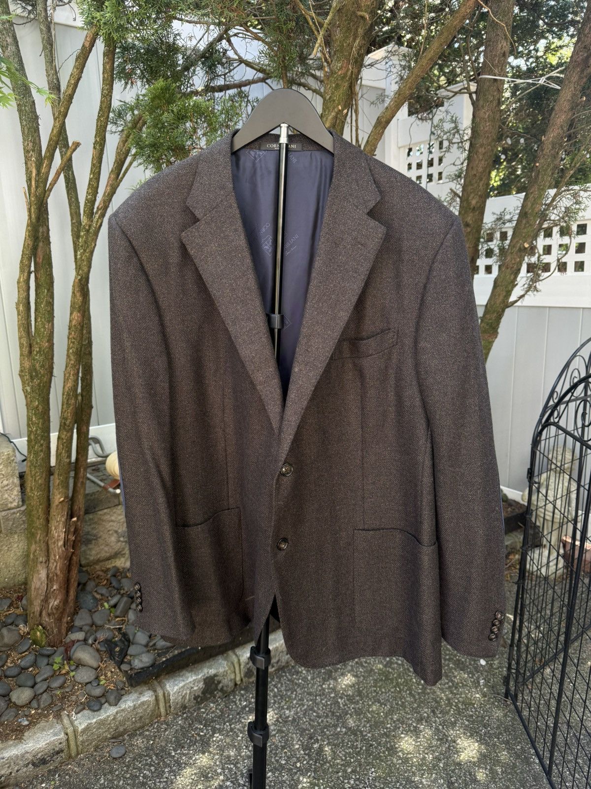 Corneliani Brown Wool Italy 60R Custom Blazer Blue Elbow Patches Size 54R - 2 Thumbnail