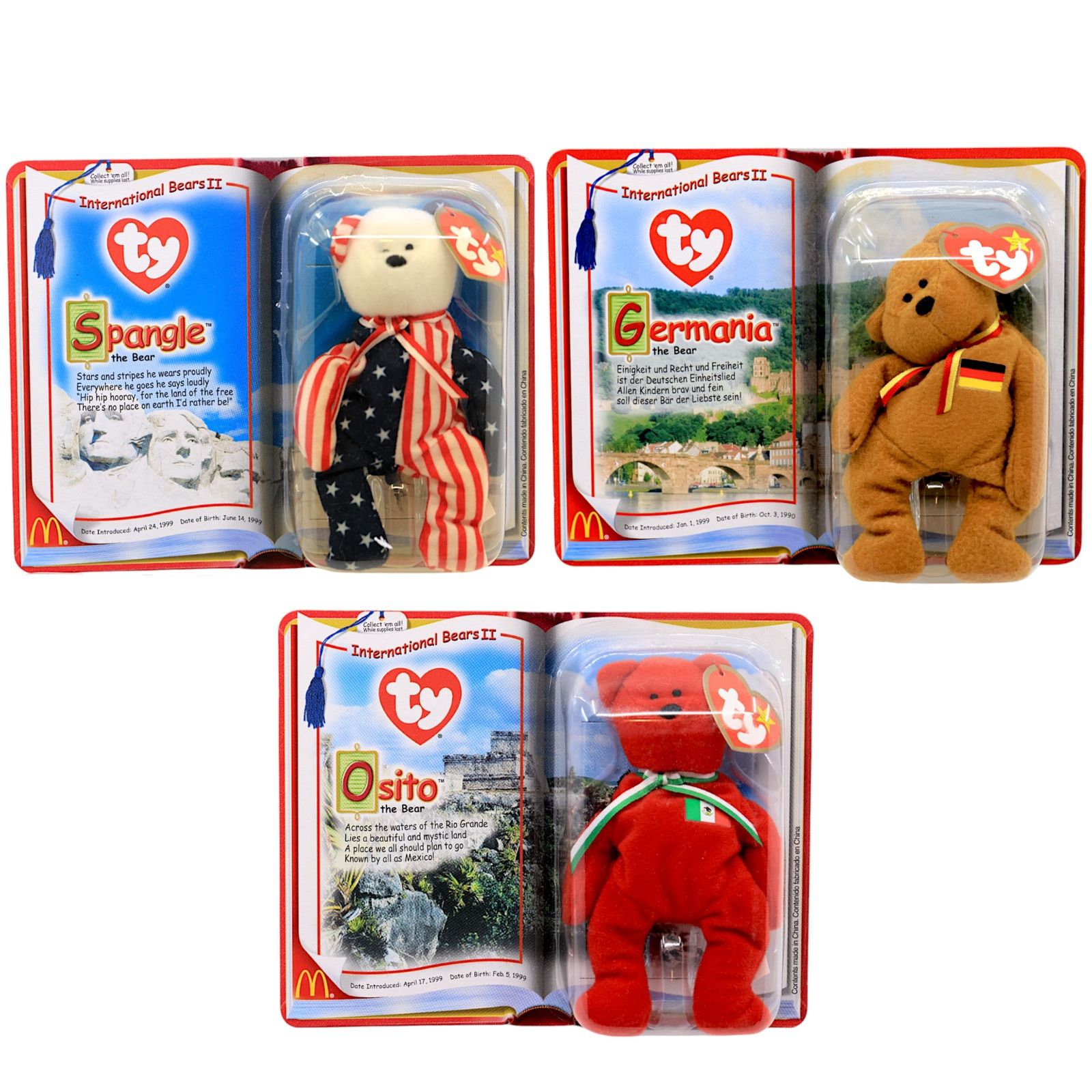 Vintage Teenie Beanie Babies 2000 International Bears II [Set of 3] Size ONE SIZE - 1 Thumbnail