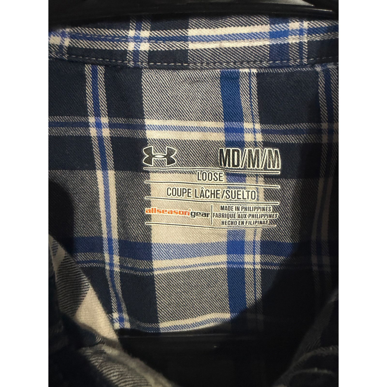 Under Armour Under Armour MEDIUM Loose Fit Blue Plaid Button Down Shirt Size US M / EU 48-50 / 2 - 3 Thumbnail