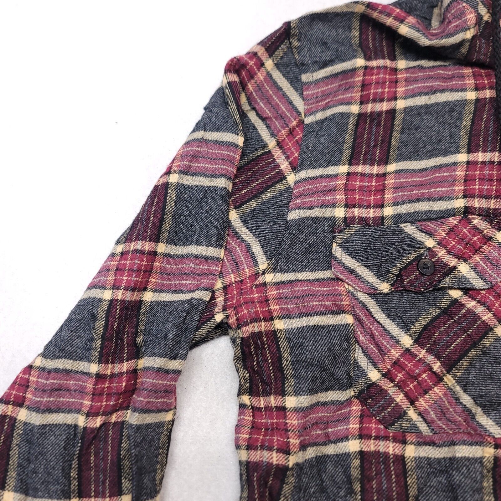 Rsq RSQ Casual Button Up Hoodie Mens Size Medium M Maroon Plaid Size US M / EU 48-50 / 2 - 4 Thumbnail