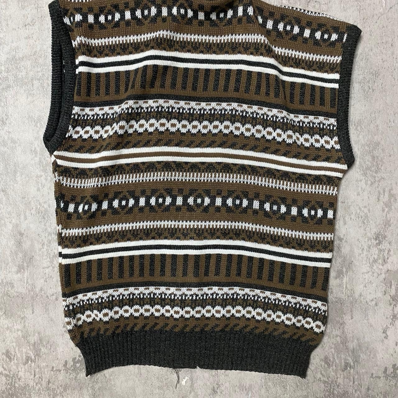 Other 80s brown and white striped sweater vest #striped Size US L / EU 52-54 / 3 - 5 Thumbnail