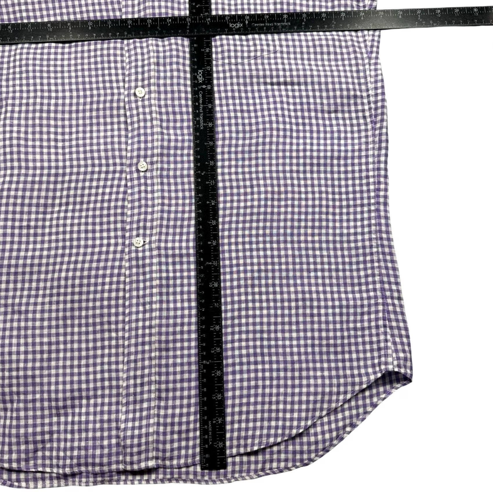 Aldo VINTAGE LuigI Baldo Linen Shirt Platinum Long Sleeve Plaid Purple XL Men XLT Size US XL / EU 56 / 4 - 6 Thumbnail