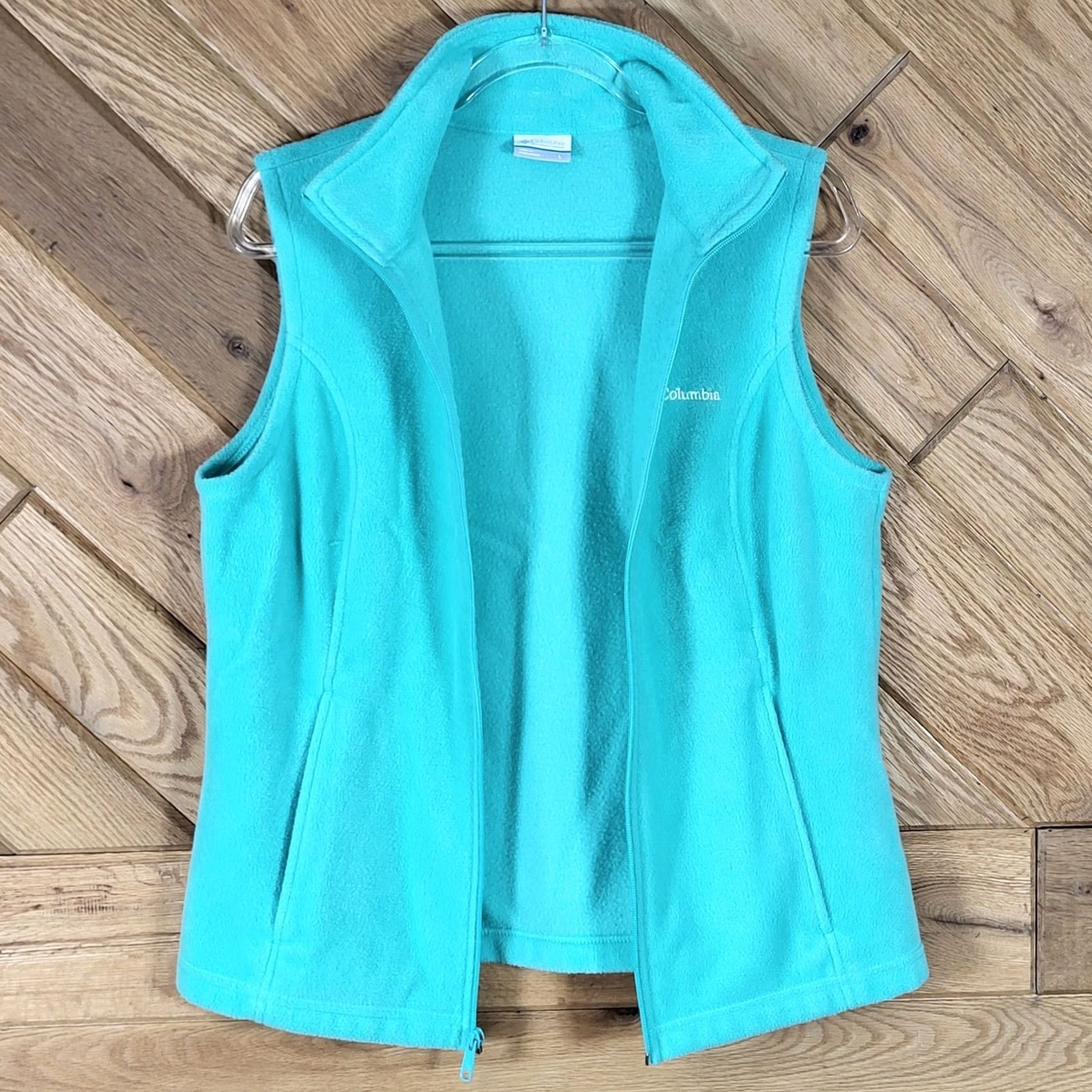 Vintage Columbia Fleece Vest Womens Large Full Zip Sleeveless Turquoise Blue Jacket Vest Blue Zip Pockets Casual Women Size L / US 10 / IT 46 - 3 Thumbnail