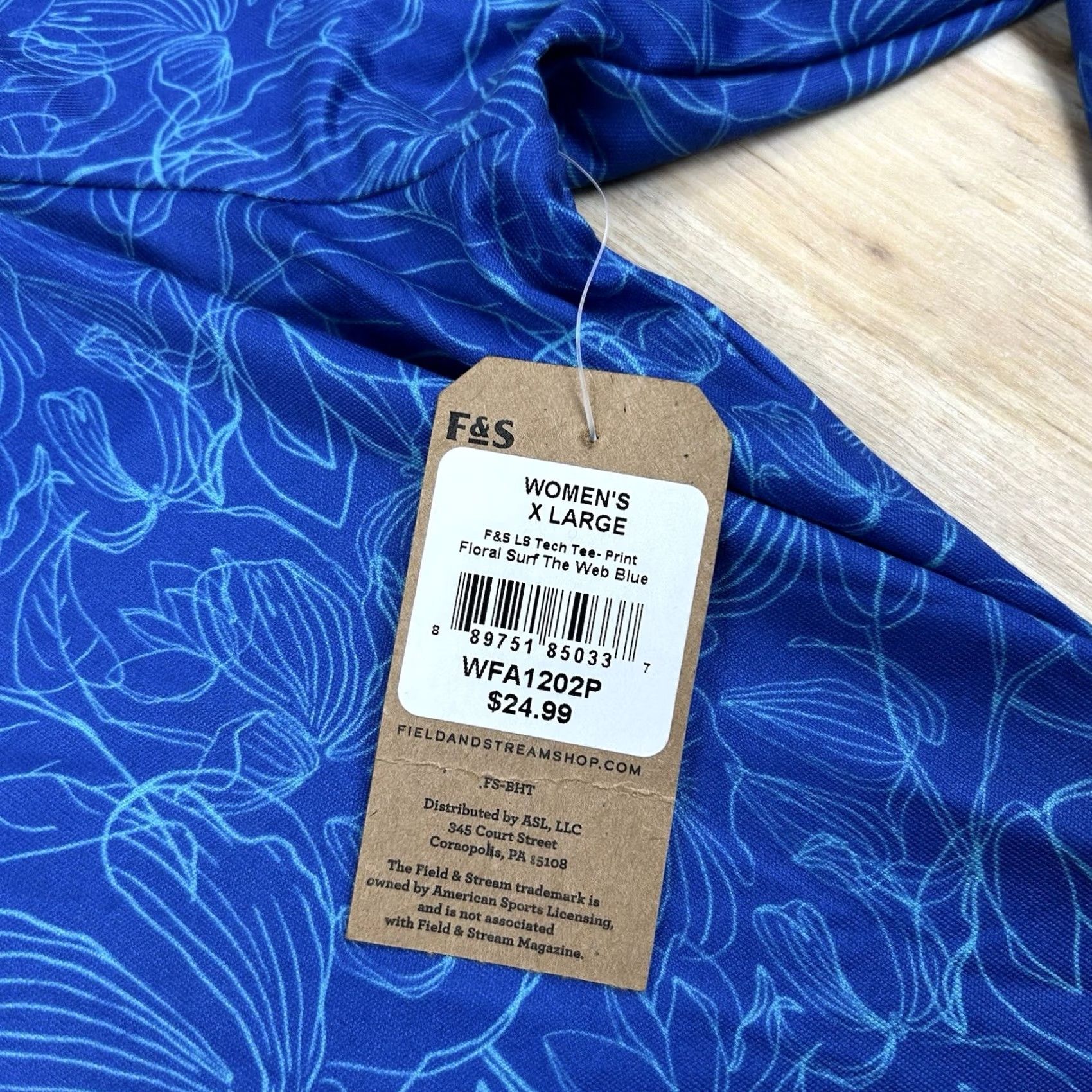 Vintage Field & Stream Women's XL Blue Floral Surf UPF 30 Smartwick Long Sleeve Tech Blouse Size XL / US 12-14 / IT 48-50 - 3 Thumbnail