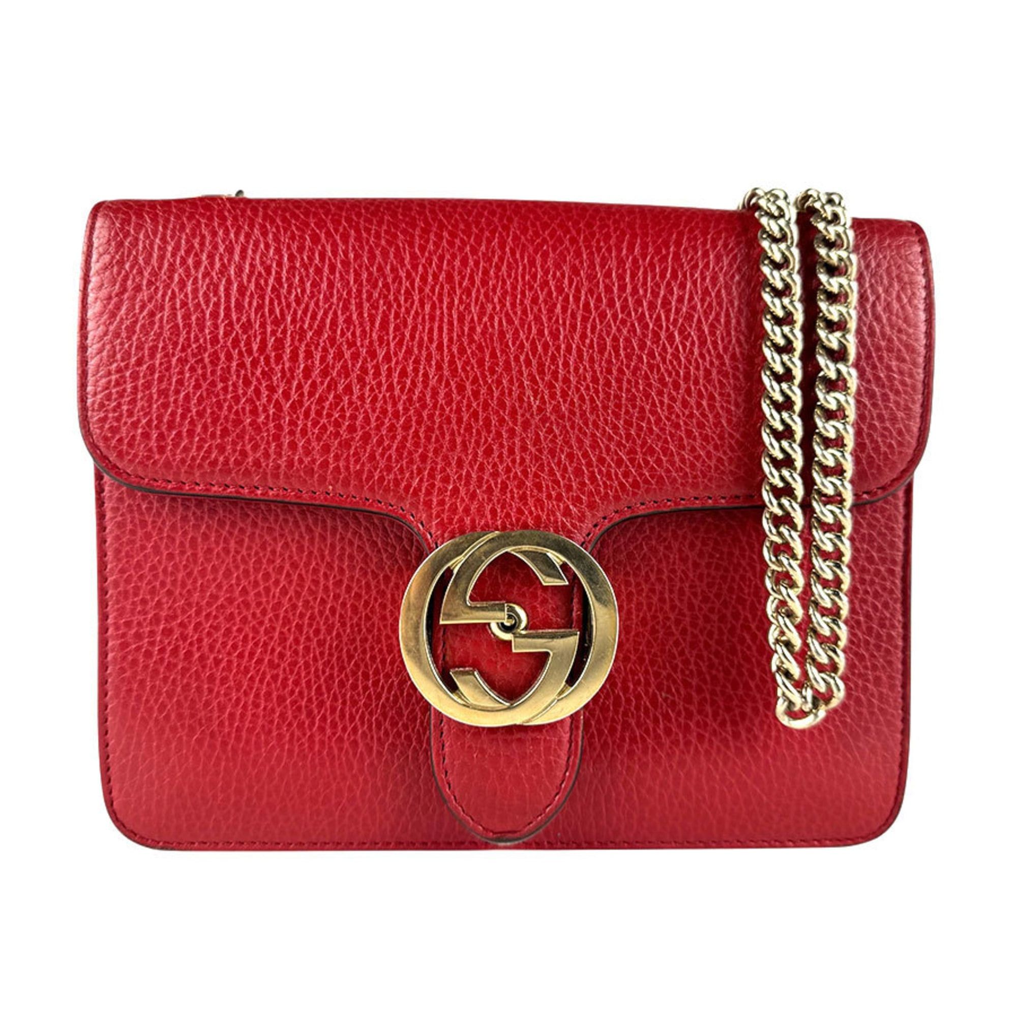 Gucci Gucci Interlocking G Leather Shoulder Bag, Red, Women's, 510304 z8373 Size ONE SIZE - 1 Thumbnail