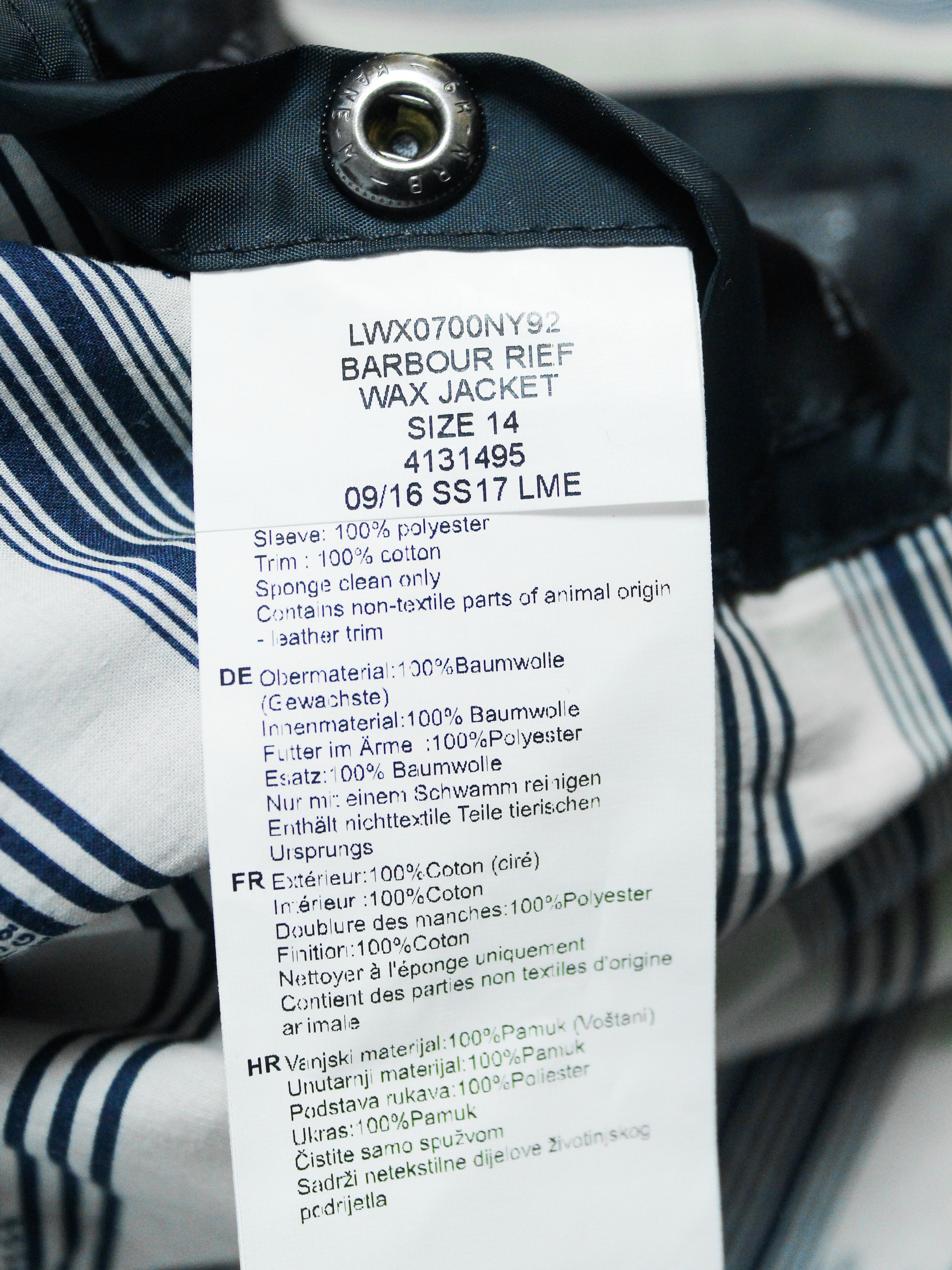 Barbour BARBOUR RIEF WAXED JACKET WOMENS BLUE WAX L Size XL / US 12-14 / IT 48-50 - 15 Thumbnail