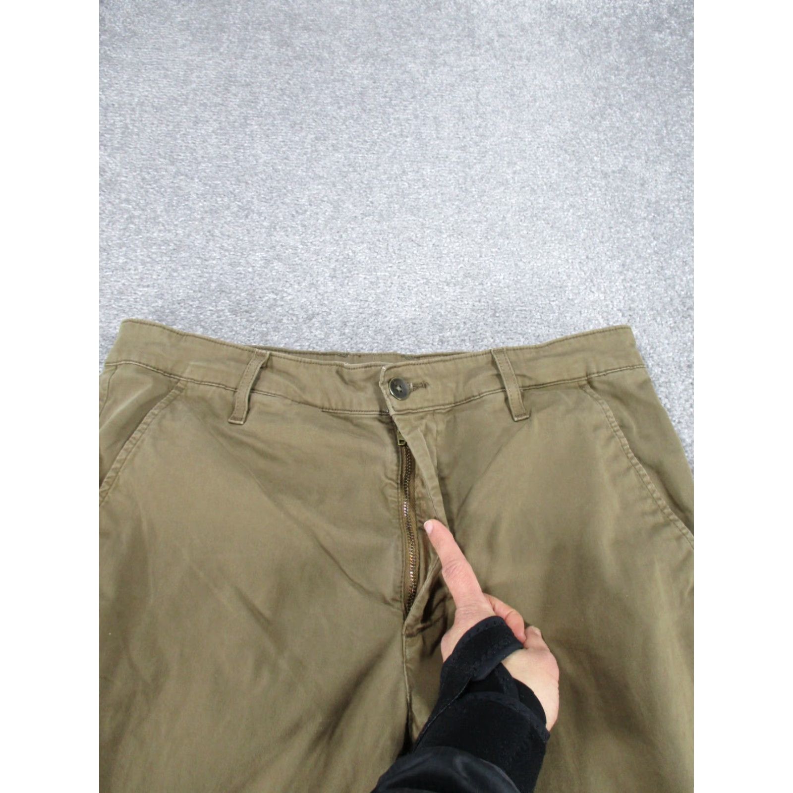 Vintage AG Adriano Goldschmied Pants Slim Chino Men 34 Tan Brown Adult Regular 30 In Front Flat Front Knit Fabric City Logo Preppy Used Mens Size US 34 / EU 50 - 4 Thumbnail