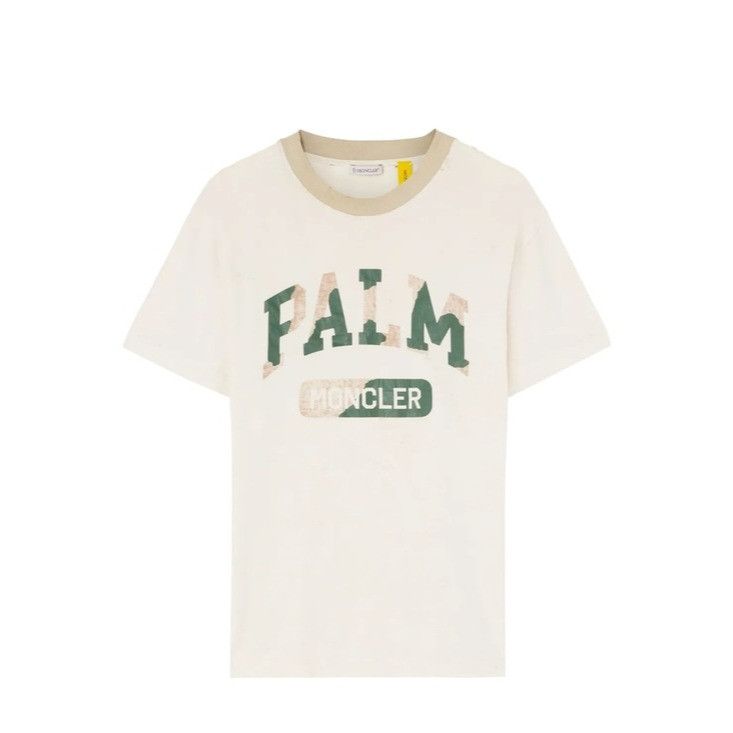 Moncler Palm Angels x Moncler Logo T-Shirt Off-White Men’s L Size US L / EU 52-54 / 3 - 1 Thumbnail