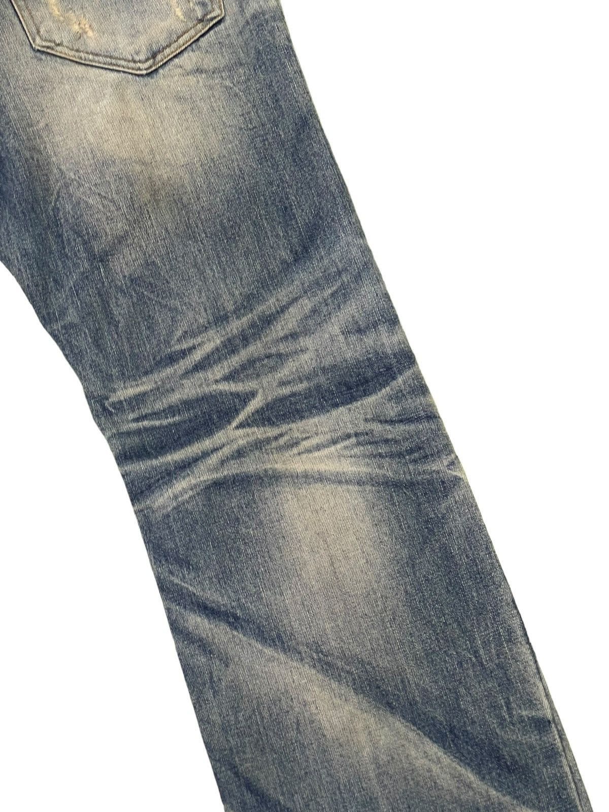 Japanese Brand Slim Jeans Improves Faded Distress Denim 8🟦7 Size US 35 - 17 Thumbnail