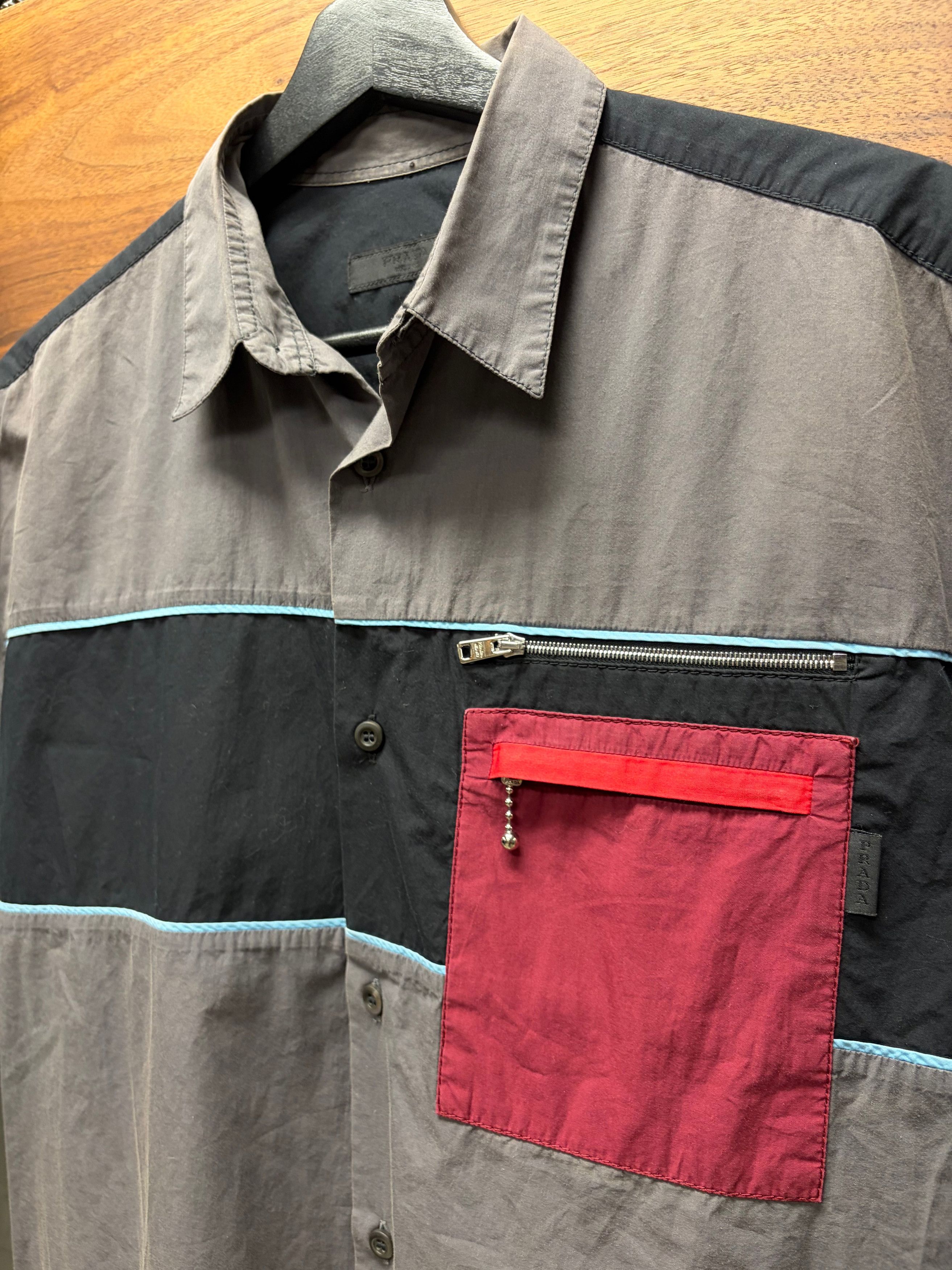 Prada SS2015 Prada ‘Mechanic’ Panelled Cotton Work Shirt Size US M / EU 48-50 / 2 - 2 Thumbnail