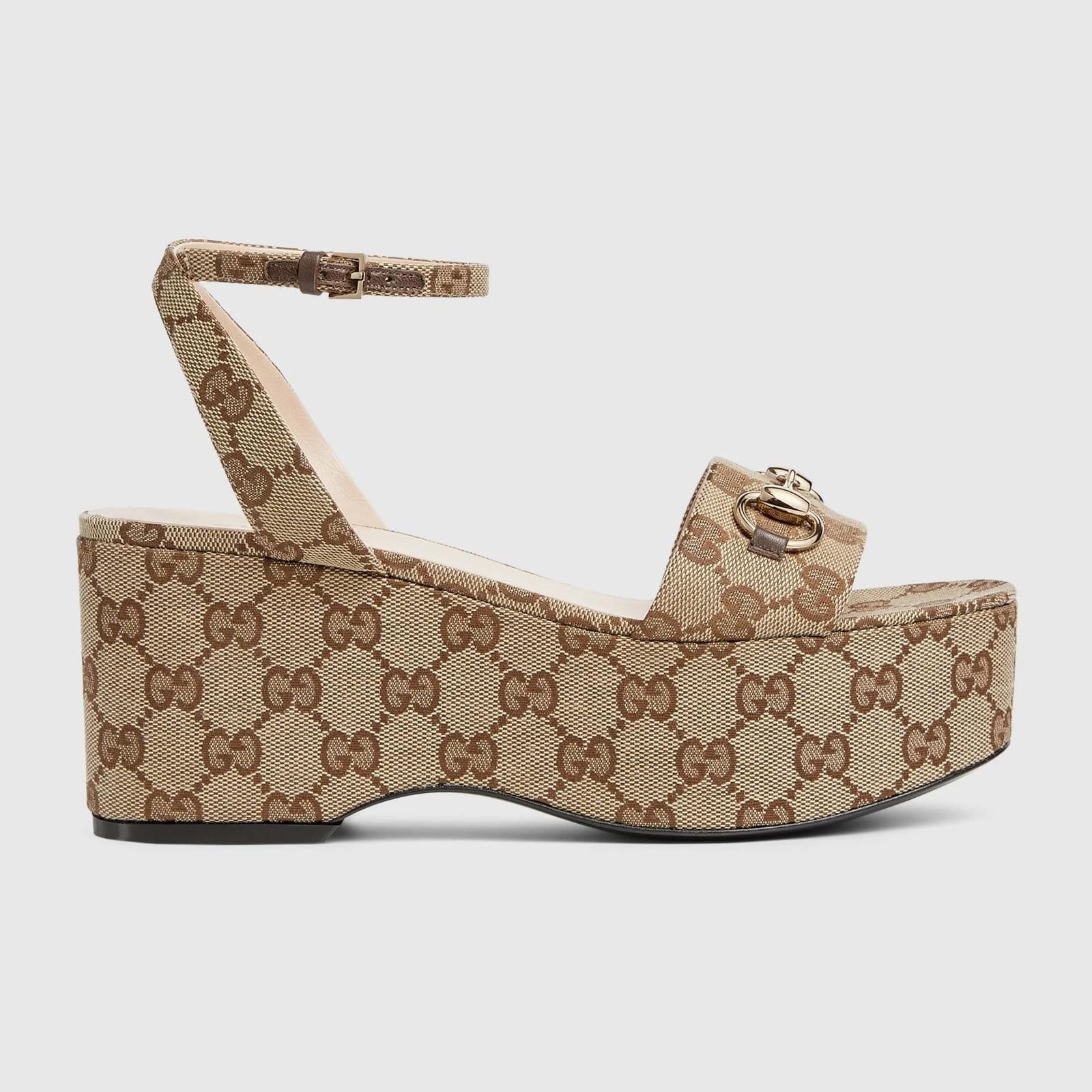 Gucci Gucci Horsebit GG Platform Sandals Size US 7.5 / IT 37.5 - 1 Thumbnail