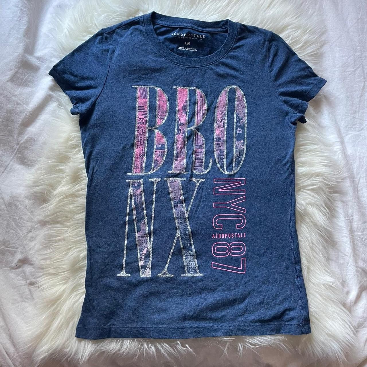 Aeropostale Aeropostale Blue Sparkly Graphic Tee Size L / US 10 / IT 46 - 3 Thumbnail