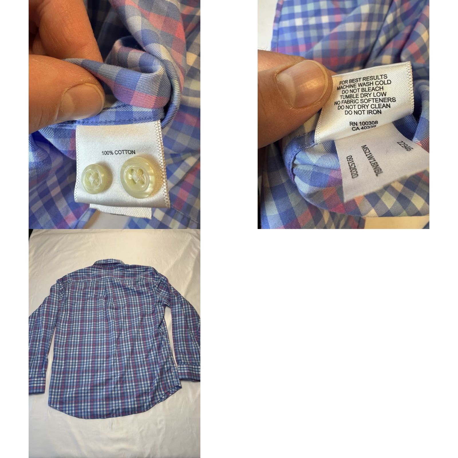 Peter Millar Peter Millar Shirt Button-Up Long Sleeve Blue Pink Plaid Checkered Print Casual, Workwear, Travel Large Men Size US L / EU 52-54 / 3 - 8 Thumbnail