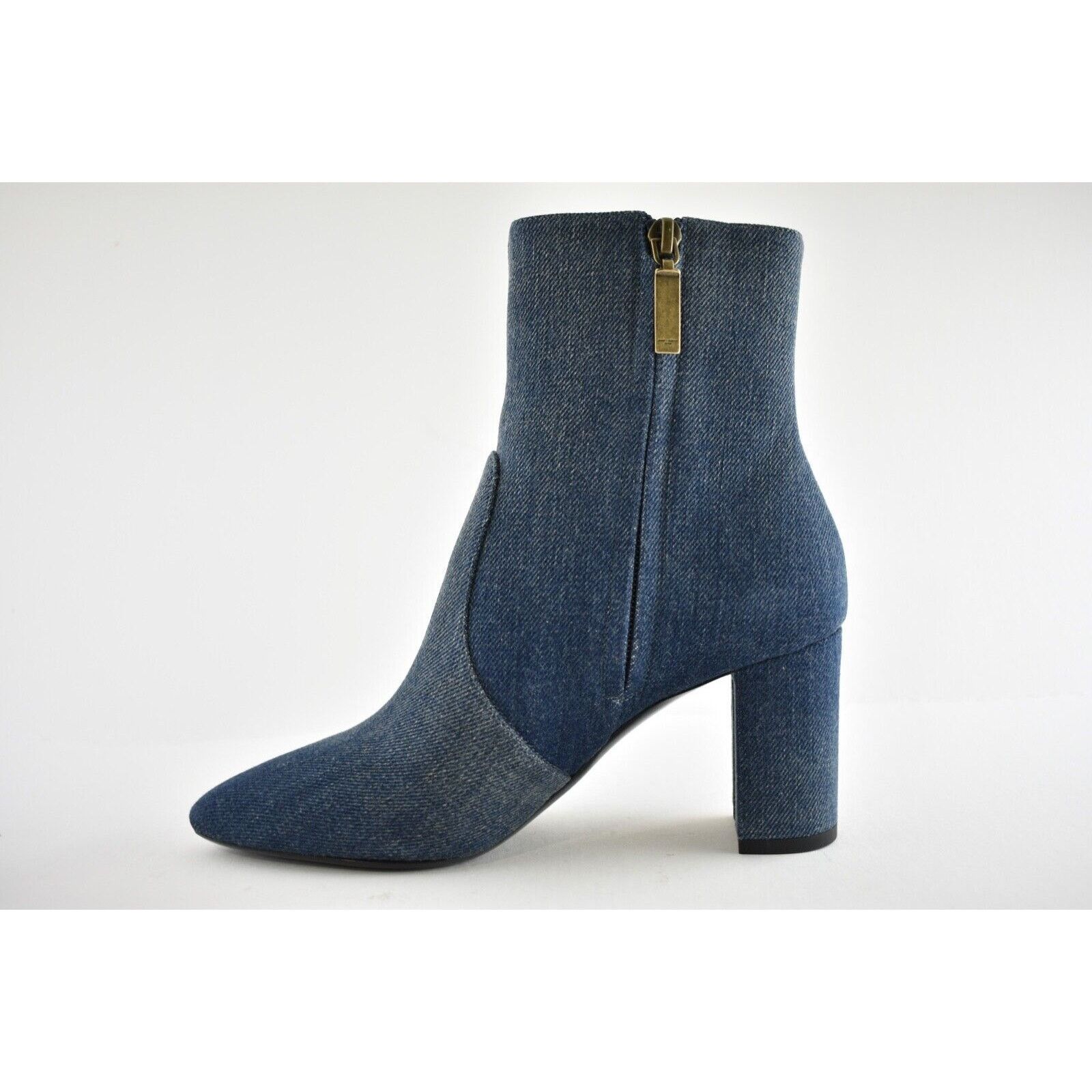 Yves Saint Laurent Saint Laurent Lou 75 Blue Jeans Denim YSL Zip Block Heel Size US 6.5 / IT 36.5 - 9 Thumbnail