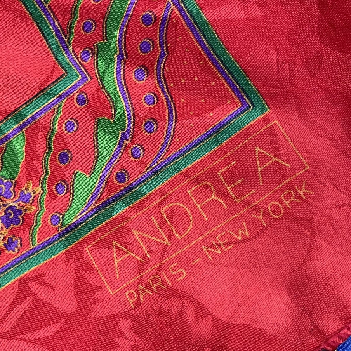 Andrea Crews × Designer × Vintage ANDREA PARIS-NEW YORK Silk Floral Scarf Size ONE SIZE - 6 Thumbnail