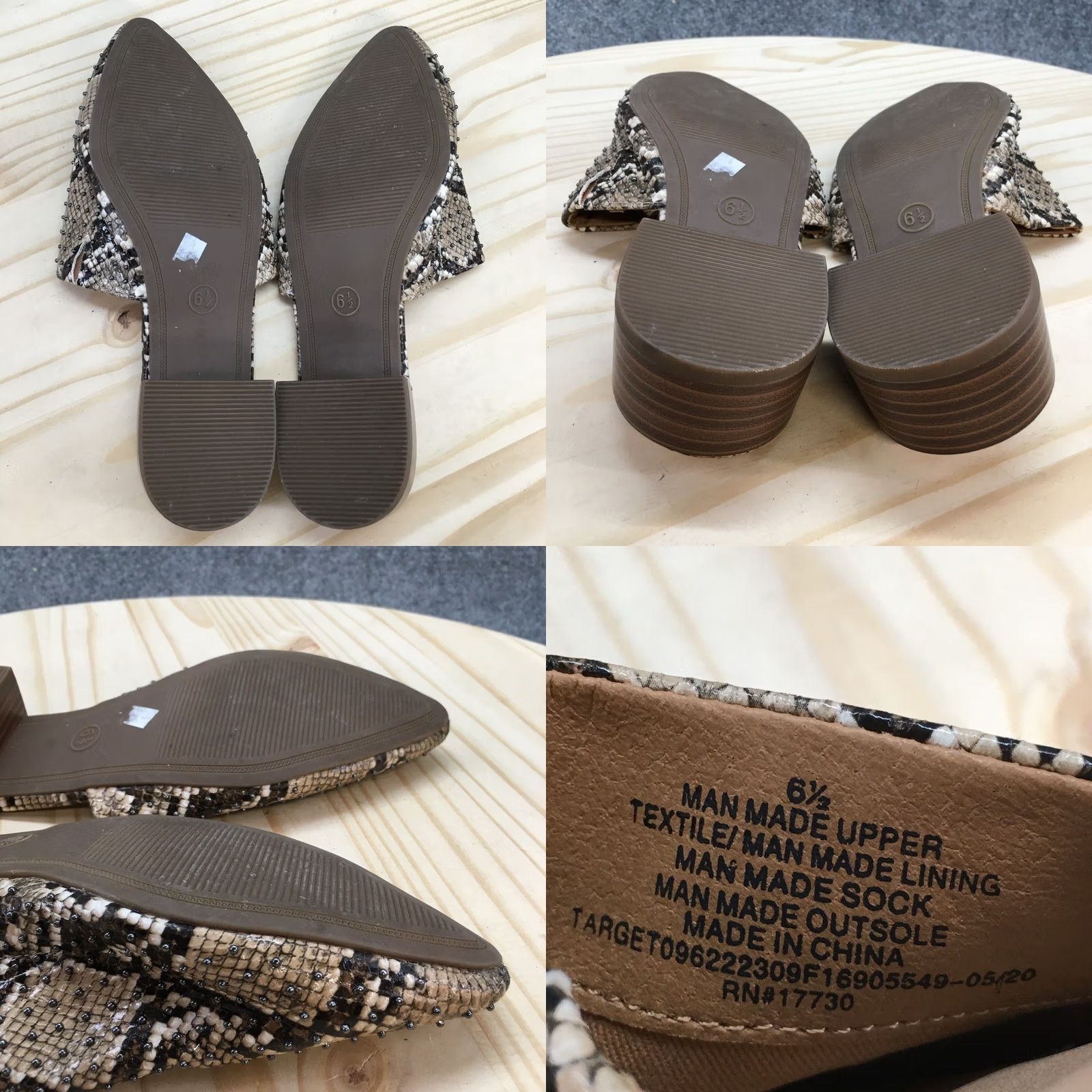 Vintage A New Day Sandals Womens 6.5 Snake Print Casual Slip On Mules Brown Faux Leather Size US 7 / IT 37 - 8 Thumbnail