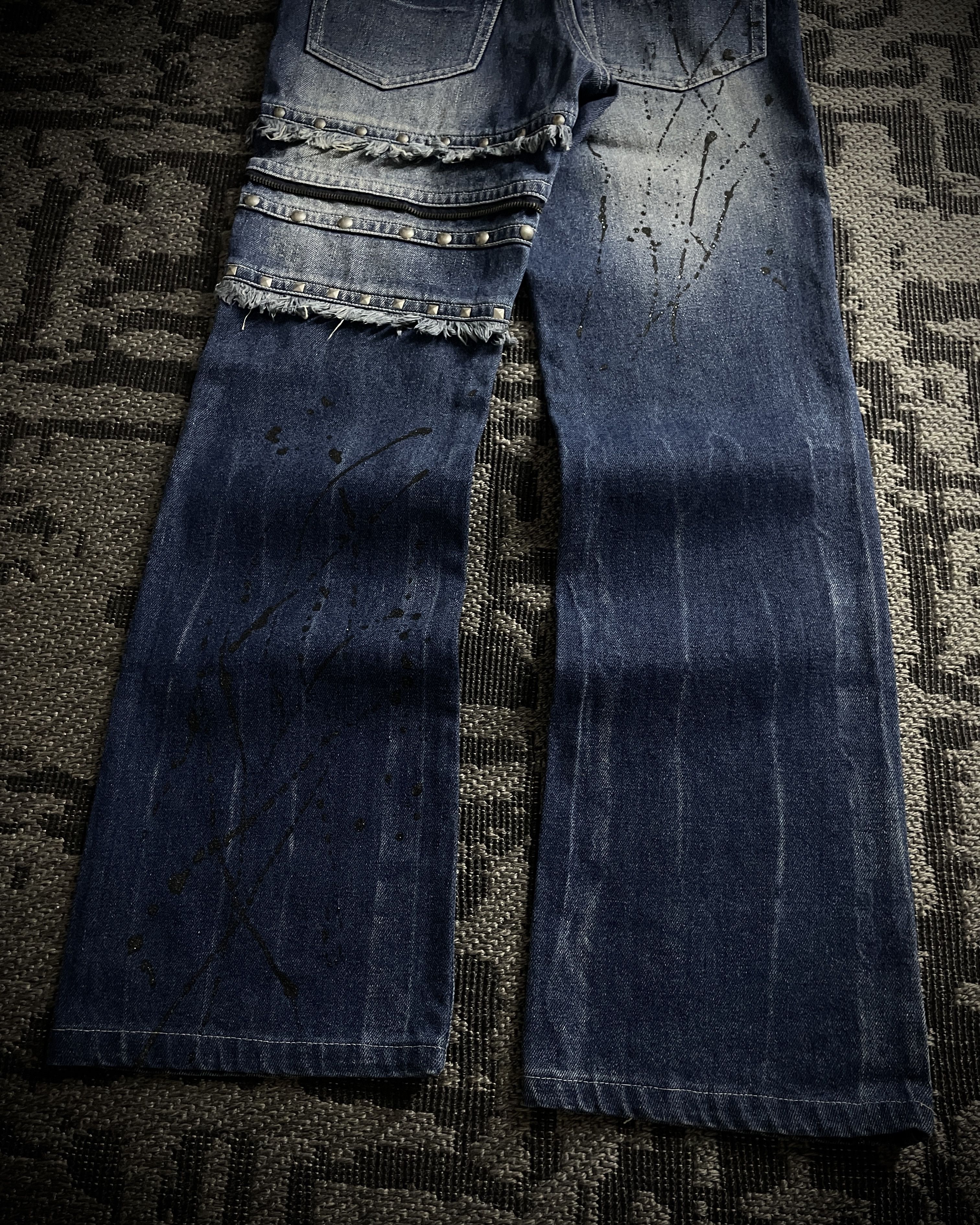 BERNINGS SHO Bernings Sho Distressed Poem Studded Bootcut Denim Size US 29 - 9 Thumbnail