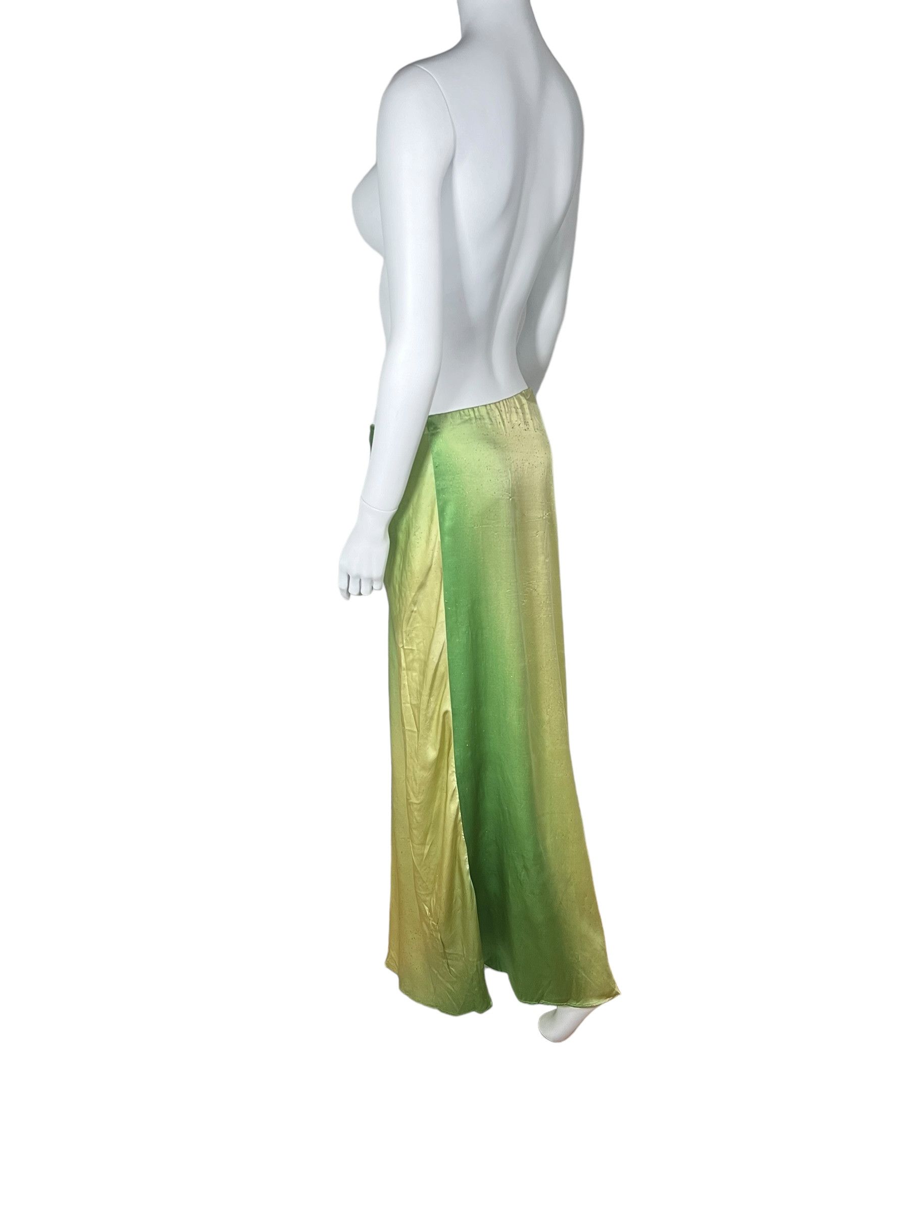 Roberto Cavalli Roberto Cavalli 1990s Green-to-gold Silk Maxi Skirt. Size 28" / US 6 / IT 42 - 2 Thumbnail
