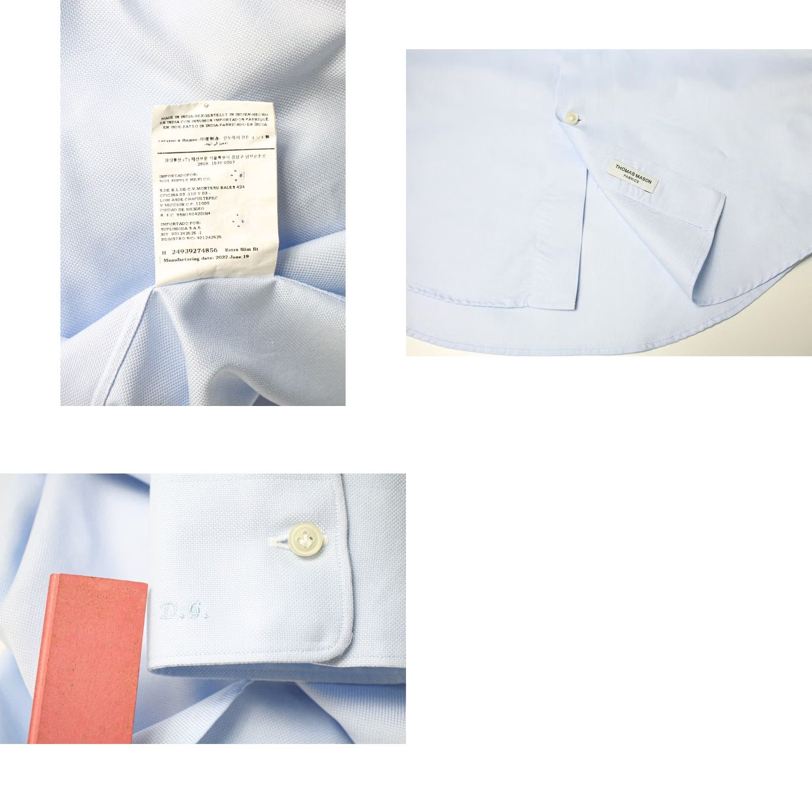 Suitsupply SUITSUPPLY Extra Slim Fit Formal Shirt Men's MEDIUM Blue Button Long Sleeve Size 40R - 8 Thumbnail