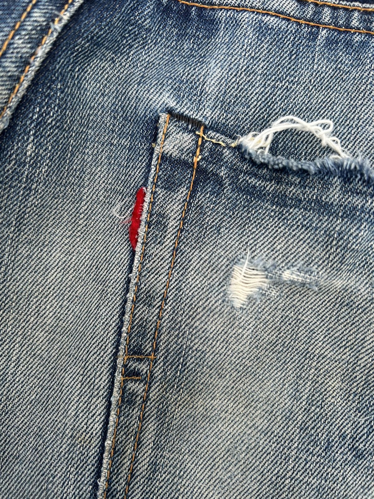 Kapital VINTAGE LEVIS BIG E SELVEDGE THRASHED DENIM JEANS Size US 29 - 17 Thumbnail