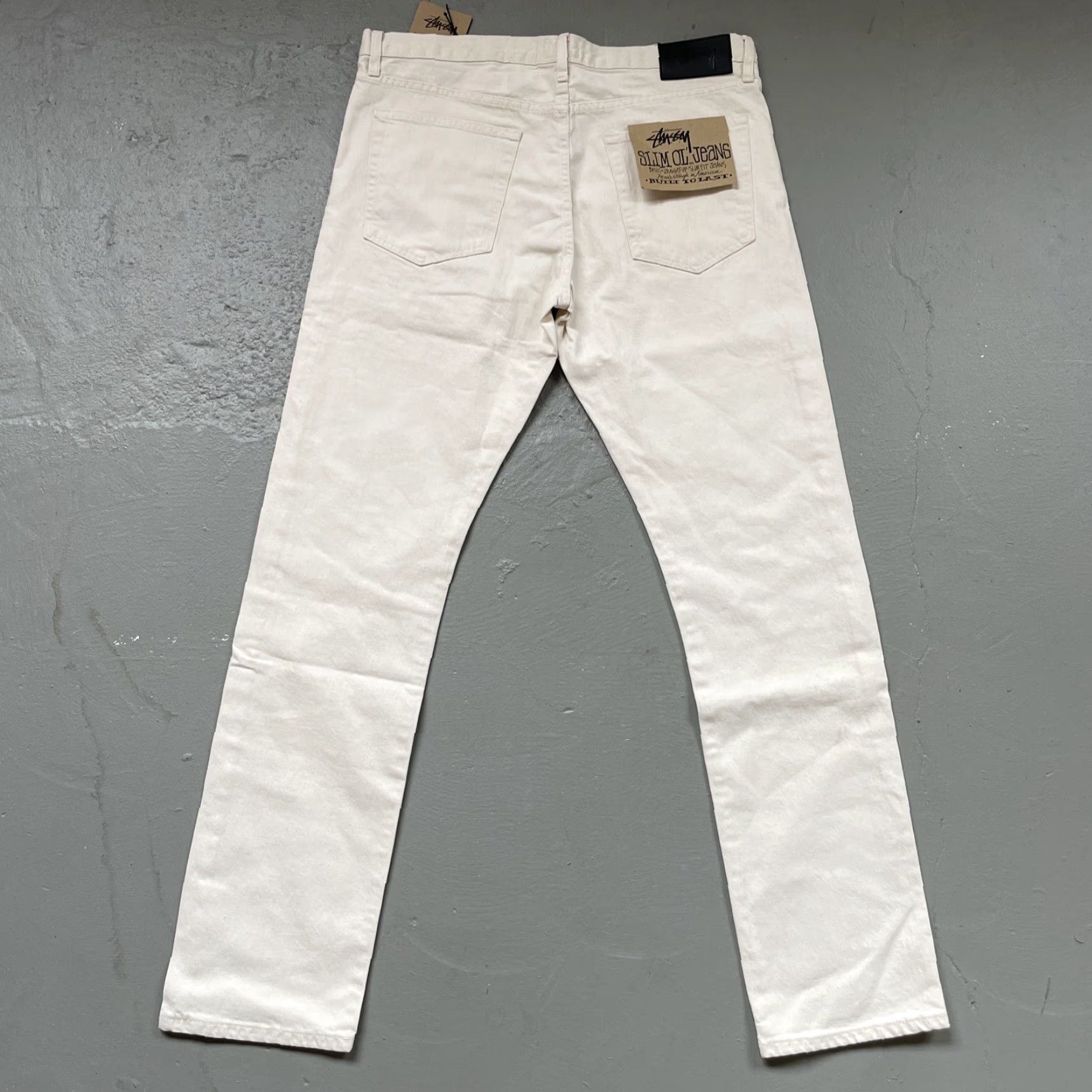 Vintage VINTAGE Stussy Jeans Denim Slim 5-Pocket Skate 1990s-Y2K Made in Usa NWT Size 36 Mens Jeans Unbleached White USA 90s Size US 36 / EU 52 - 2 Thumbnail