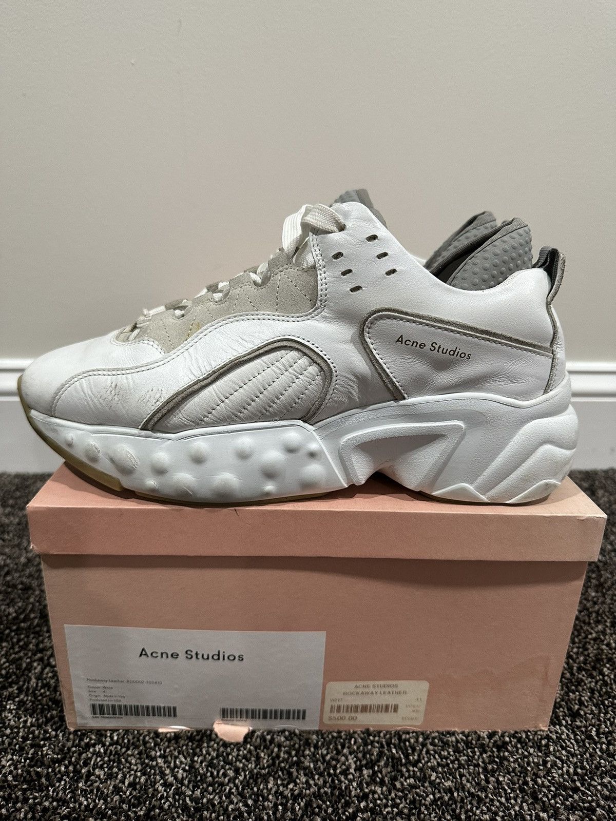 Acne Studios Acne Studios Rockaway White Leather Chunky Sneakers Size US 8 / EU 41 - 4 Thumbnail