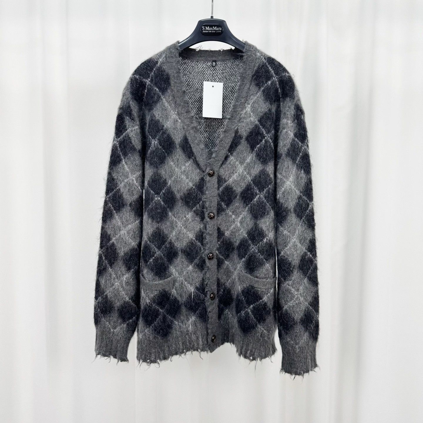 R13 R13 Argyle Mohair Knit Cardigan Size S / US 4 / IT 40 - 1 Thumbnail