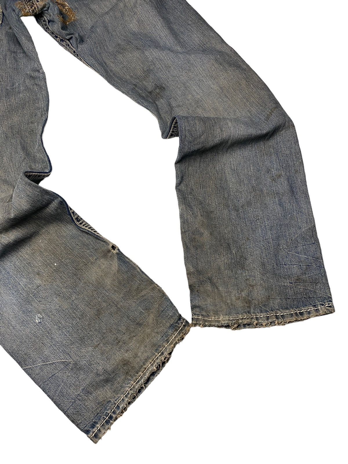 If Six Was Nine 2000's Silver Flared Mudwash Destroy Stitch Jeans Size US 34 / EU 50 - 12 Thumbnail