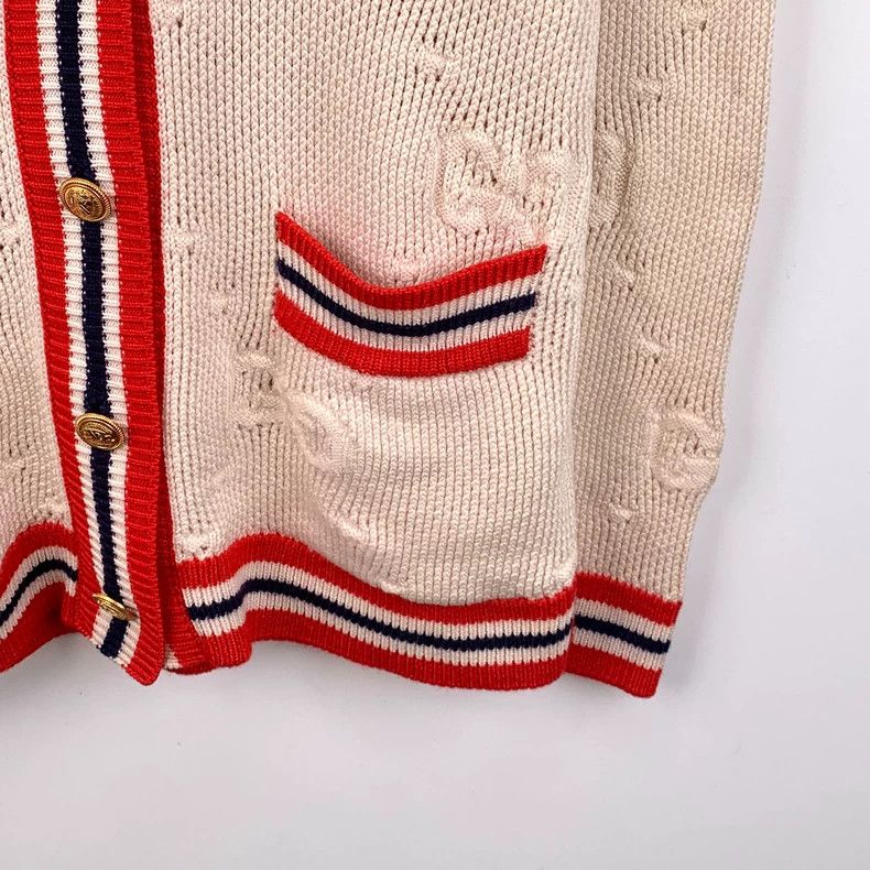 Gucci Gucci Color-blocked striped logo jacquart wool V-neck sing Size XS / US 0-2 / IT 36-38 - 4 Thumbnail