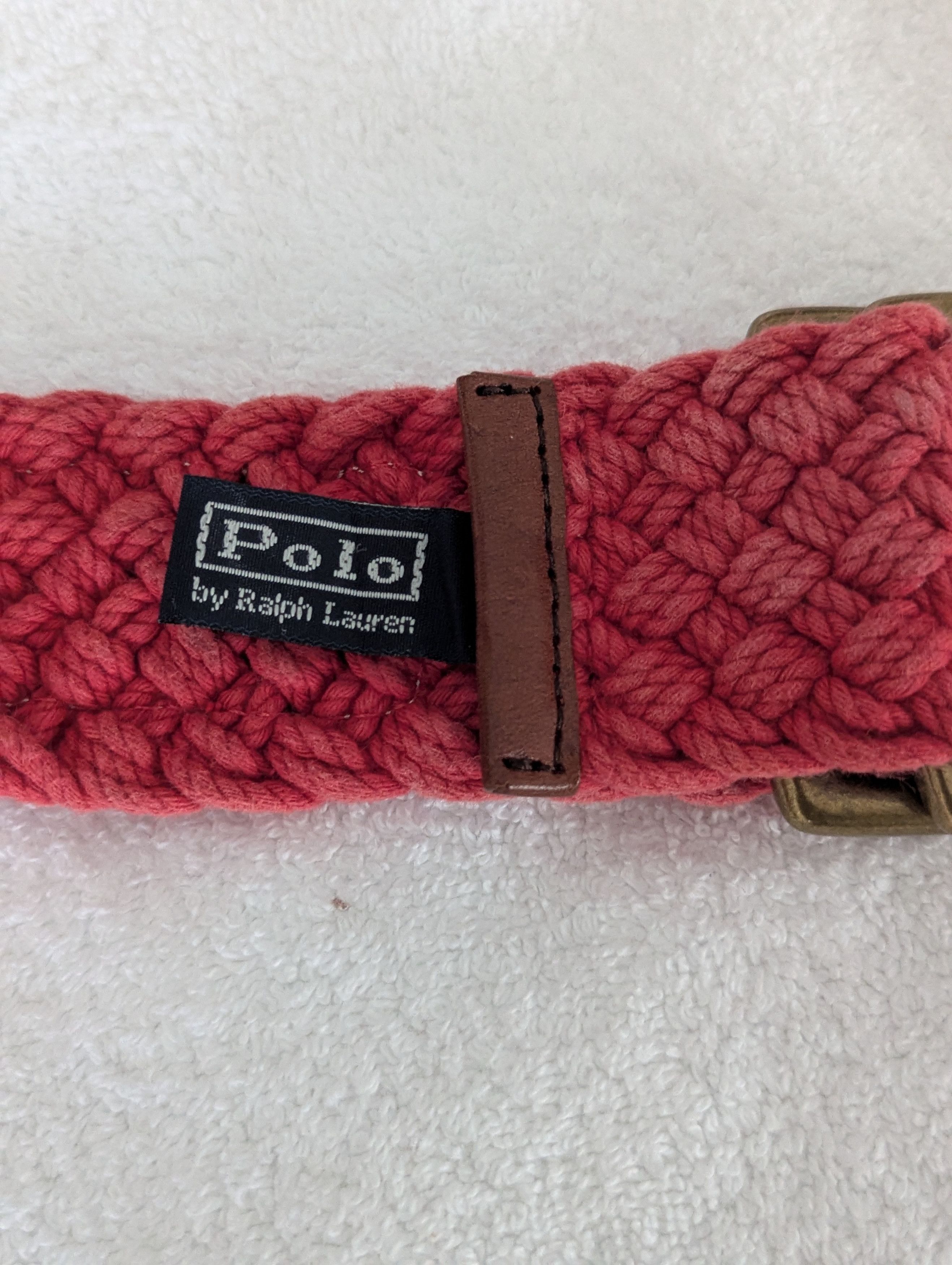 Polo Ralph Lauren Beautiful plated Nylon, Brass and Leather Belt Size 38 - 2 Thumbnail