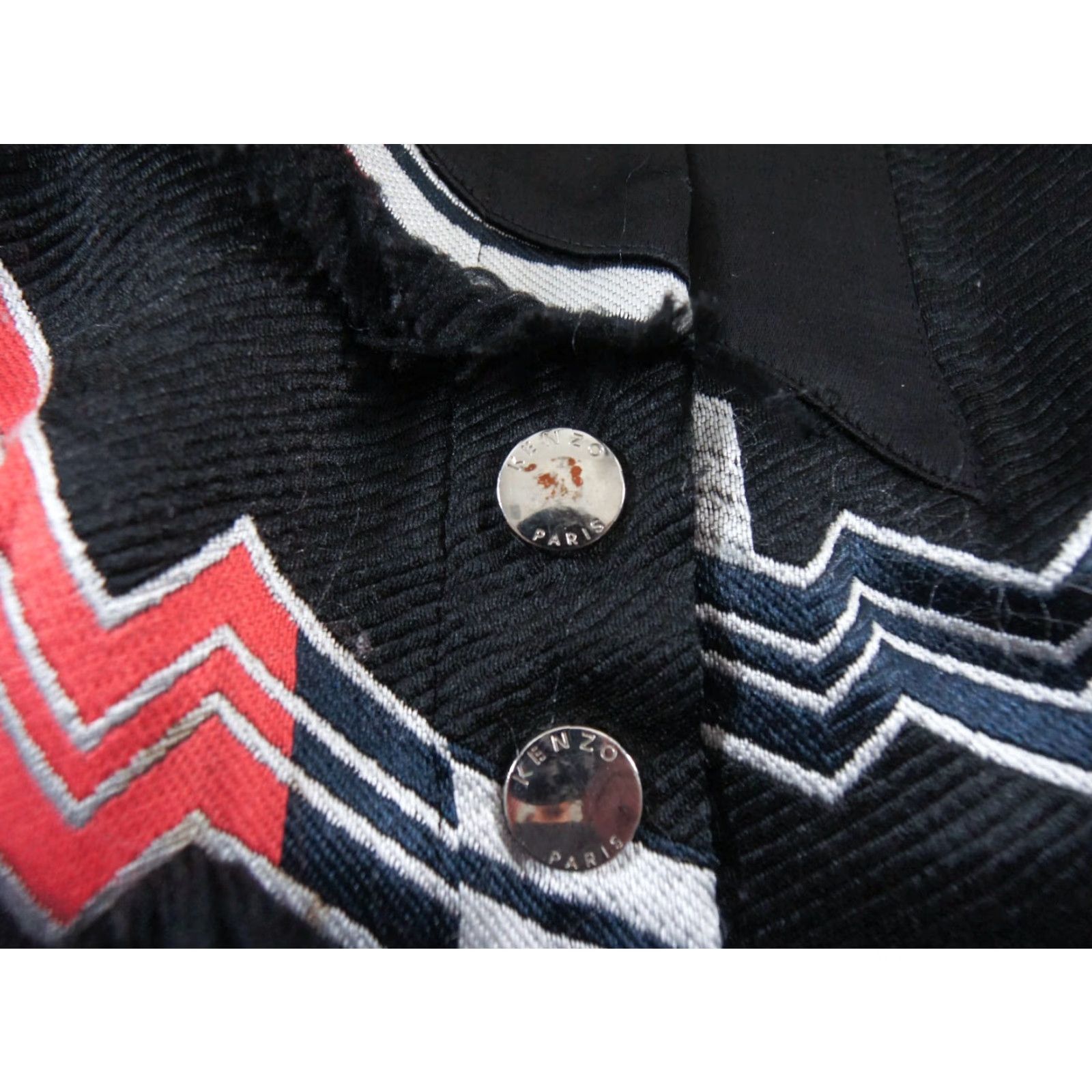 Kenzo KENZO Jacket Men Adult 36 Black Bomber Geometric Frayed Stand-Up Collar Button Closure Streetwear Casual Urban Size US XXS / EU 40 - 4 Thumbnail