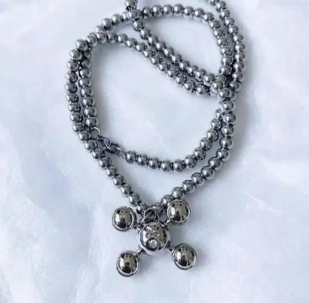 Jewelry Round Bead Chain Quadangle Ball Pendant Necklace Size ONE SIZE - 2 Thumbnail