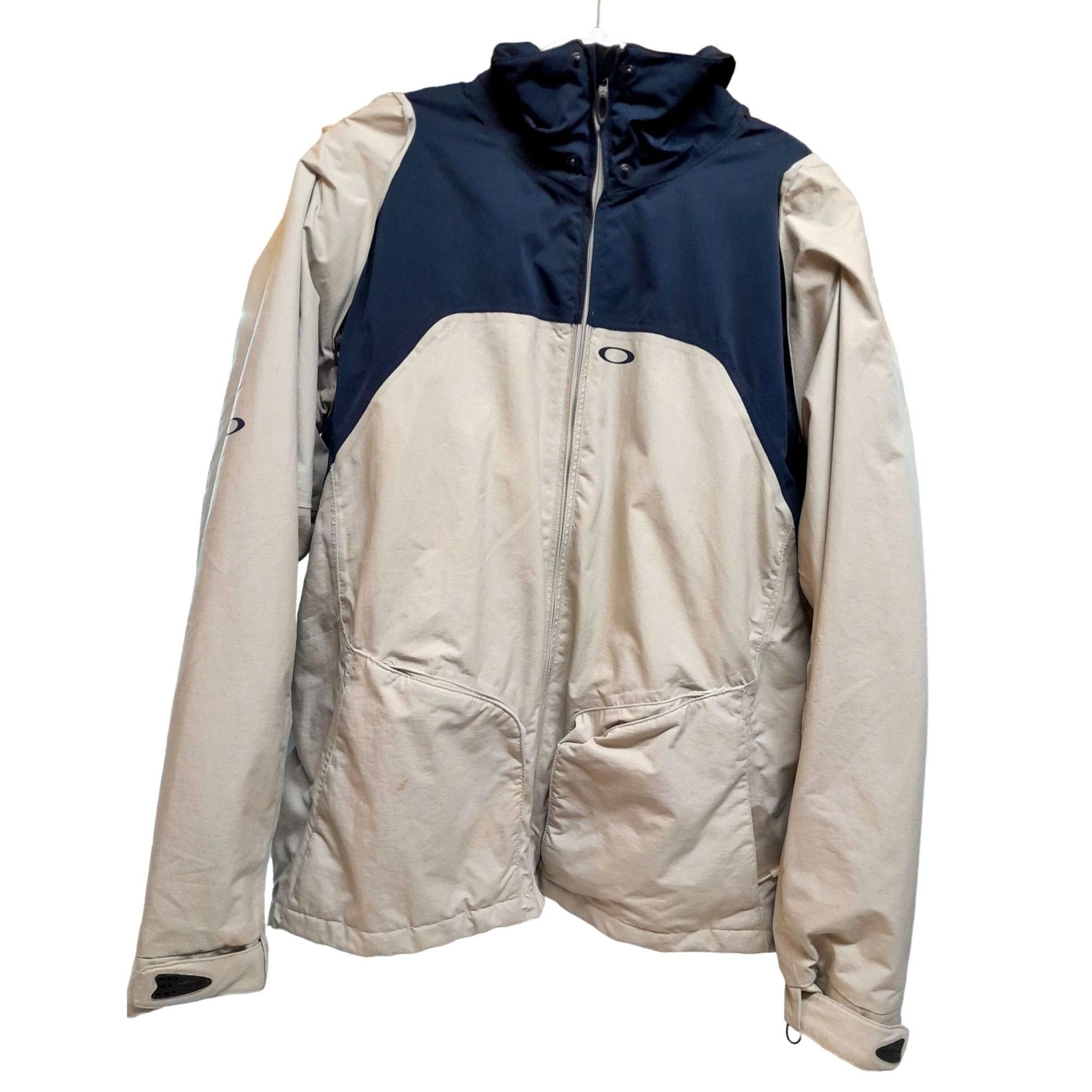 image of Vintage Oakley Men's Road Fuel Jacket Tan Blue Size M