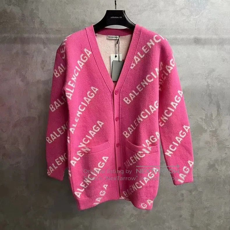 Balenciaga Balenciaga Pink Logo Wool Knit Cardigan. Size US XS / EU 42 / 0 - 1 Thumbnail