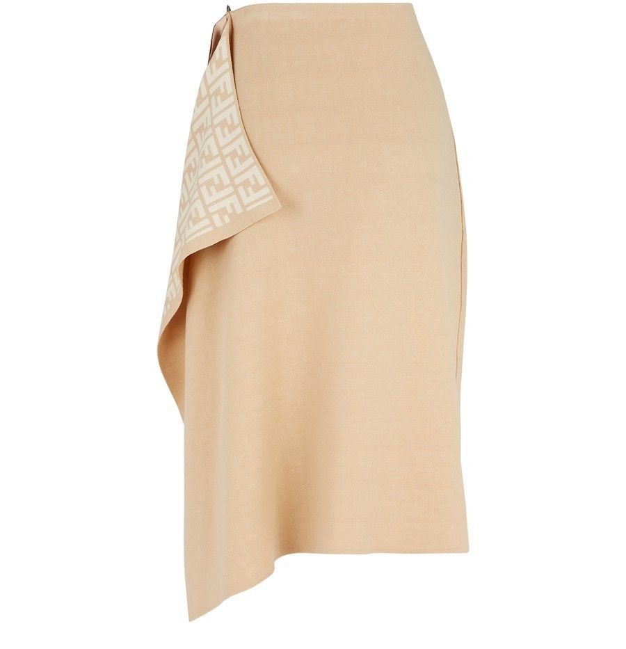 Fendi o1w1db10325 FZQ706 Midi Skirt in Beige Size 27" / US 4 / IT 40 - 2 Thumbnail