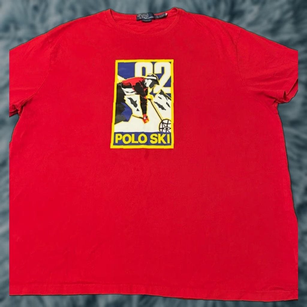 Polo Ralph Lauren VINTAGE Polo Ralph Lauren Polo Ski 92 Retro Classic Fit Men's 2XL Short Sleeve T-Shirt Red 90s Ski Hip Hop Vintage Collection Mens Size US XXL / EU 58 / 5 - 1 Thumbnail
